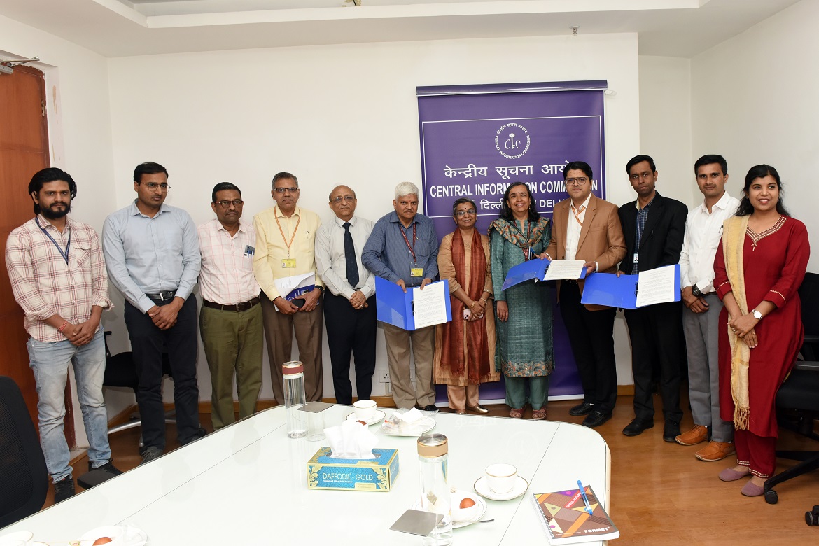 Signing ceremony of AppCoMS 2.0 project among officers of CIC,NIC and NICSI in presence of Smt. Rashmi Chowdhary, Secreatry CIC on 20th March 2025